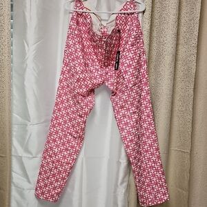 MR TURK Pink and White Geometric Pants